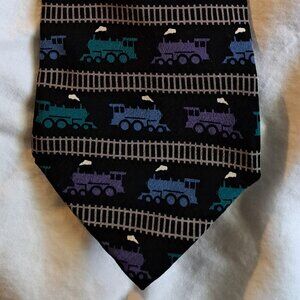 Vicky Davis All Aboard Circa 1994 100% Silk Train Dress Tie